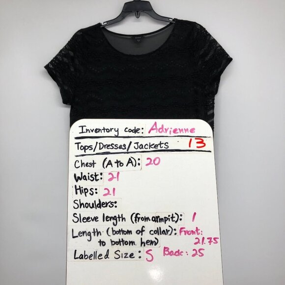 Guess Black Lace Chevron Sheer Short Sleeve Top size S - Picture 15 of 16